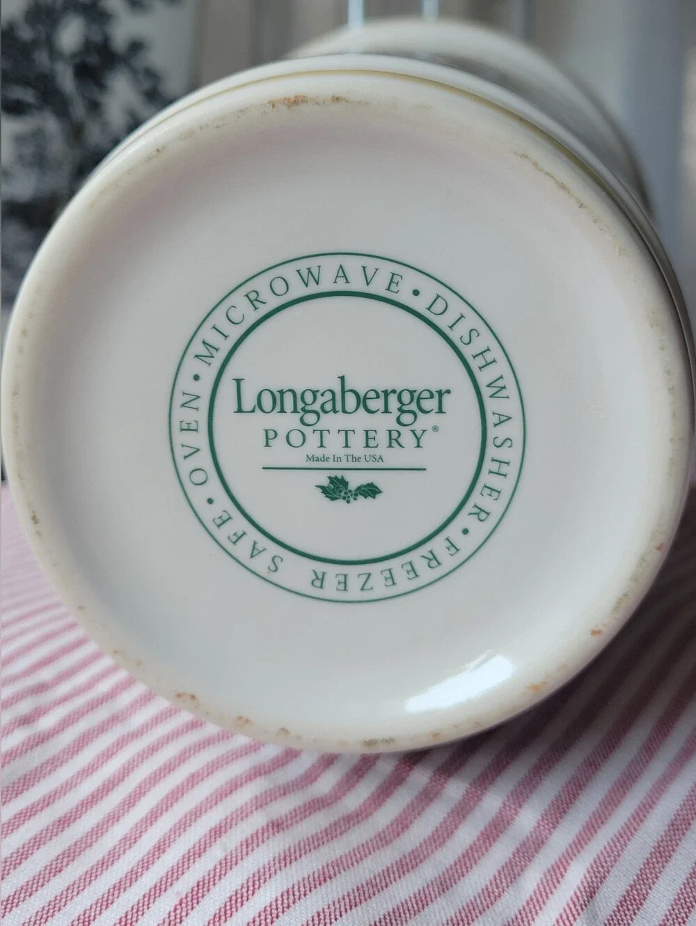 Longaberger Pottery Vintage Vase in the American Holly Pattern